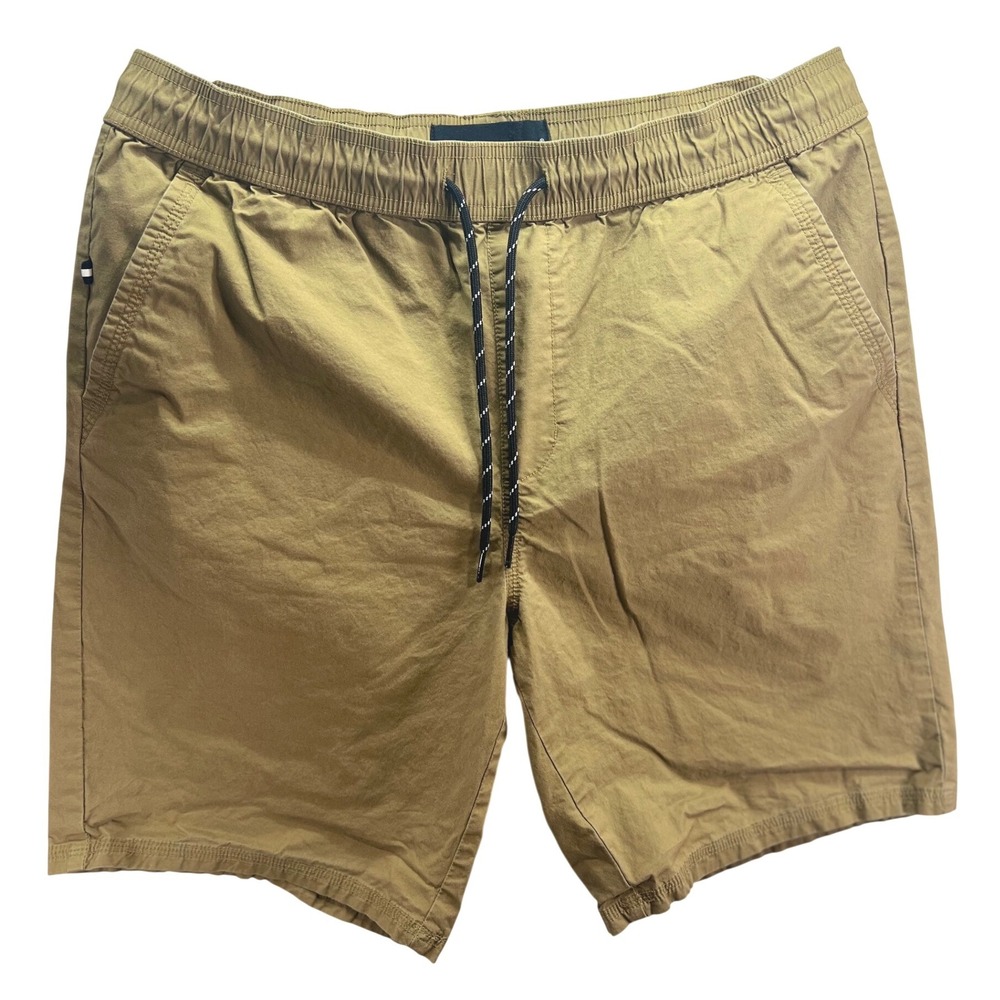 Edgar + Ash Mens Khaki Tan Elastic Waist Drawstring Casual Shorts Size Medium